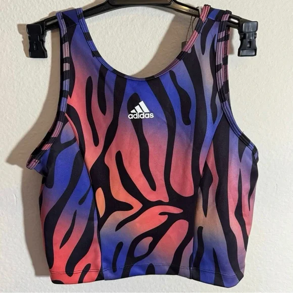 Adidas Tiger-Print Crop Top & Shorts